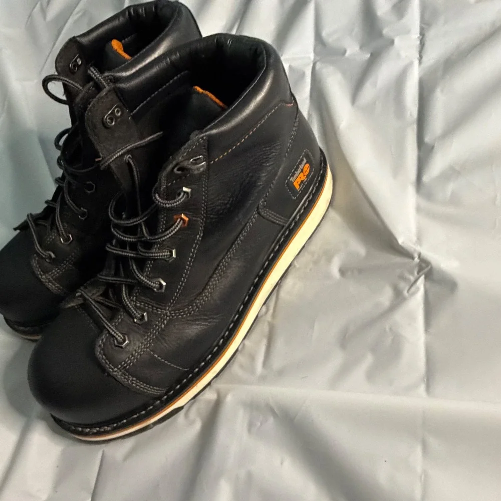 Timberland PRO Mens Gridworks A1B4K Alloy Safety Toe Work Boots 12 Black Leather